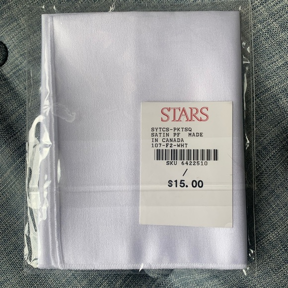 White Satin Pocket Square - Stars NWT - Picture 1 of 3